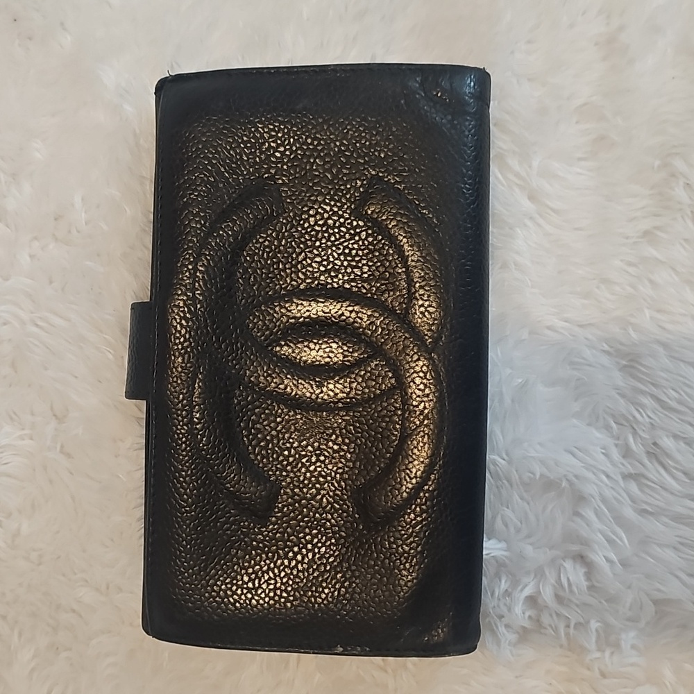 CHANEL Black Textured Wallet